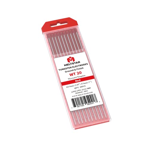 MELTSTAR WT20 Rot 2% Thoriumoxid WIG Wolframelektrode Elektrode Ø1.6 x 175MM 10 Stück von MELTSTAR