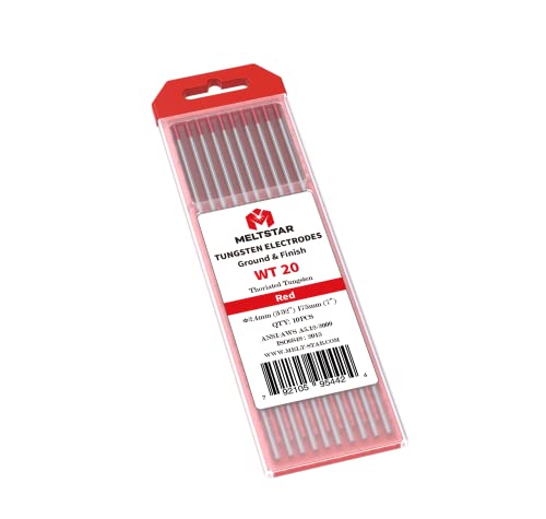 MELTSTAR WT20 Rot 2% Thoriumoxid WIG Wolframelektrode Elektrode Ø2.4 x 175MM 10 Stück von MELTSTAR