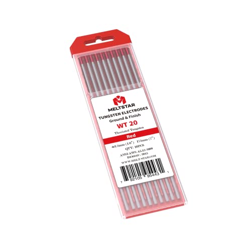 MELTSTAR WT20 Rot 2% Thoriumoxid WIG Wolframelektrode Elektrode Ø3.2 x 175MM 10 Stück von MELTSTAR