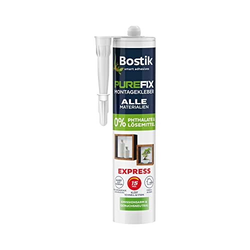 Bostik Purefix Montagekleber Express, Klebt schnell und stark, Für alle Materialien, Wasser- und UV-beständig, Phthalat- und lösemittelfrei, 440 g Kartusche, Weiß von MEM
