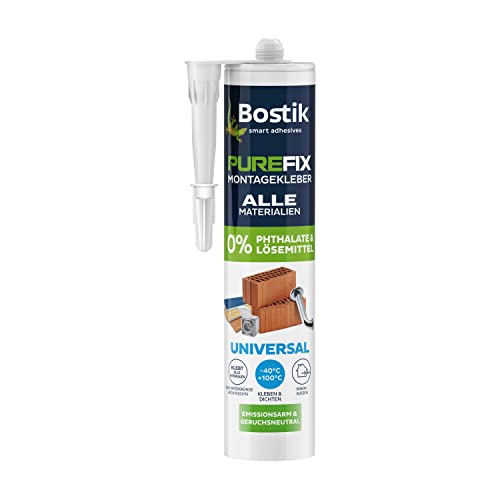 Bostik Purefix Montagekleber Universal, Zum Kleben, Dichten und Füllen, Für alle Materialien, Wasser- und UV-beständig, Phthalat- und lösemittelfrei, 460 g Kartusche, Weiß von MEM