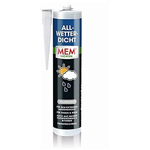MEM Allwetter-Dicht, Lösemittelhaltiger Spezialdichtstof, Perfekt für den Extremen Außeneinsatz, Transparent, 300 ml von MEM