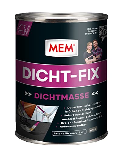 MEM Dicht-Fix, Für alle üblichen Untergründe, Zur Abdichtung von Undichtigkeiten und kleineren Leckstellen, Einfache Anwendung, Gebrauchsfertig, UV-beständig, 375 ml, Grau von MEM