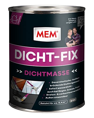MEM Dicht-Fix, Für alle üblichen Untergründe, Zur Abdichtung von Undichtigkeiten und kleineren Leckstellen, Einfache Anwendung, Gebrauchsfertig, UV-beständig, Grau, 750 ml von MEM