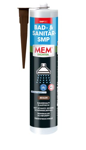 MEM Bad- & Sanitär-SMP, Einkomponentiger SMP Dichtstoff für den Sanitärbereich, Schutz gegen Schimmelbefall, Innen- und Außenbereich, Braun, 290 ml von MEM