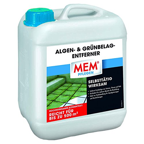 MEM Algen- und Grünbelag-Entferner, Hochwirksames Reinigungskonzentrat, Für verschiedene Untergründe, Einfache Anwendung, Lösemittelfrei, 5 l, Farblos von MEM