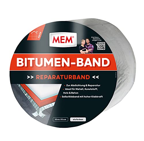 MEM Bitumen-Band, Selbstklebendes Dichtungsband, UV-beständige Schutzfolie, Stärke: 1,5 mm, Maße: 10 cm x 10 m, Farbe: Aluminium MEM Bitumen-Band, Selbstklebendes Dichtungsband, UV-beständige Schutzfolie, Stärke: 1,5 mm, Maße: 10 cm x 10 m, Farbe: Aluminium von MEM