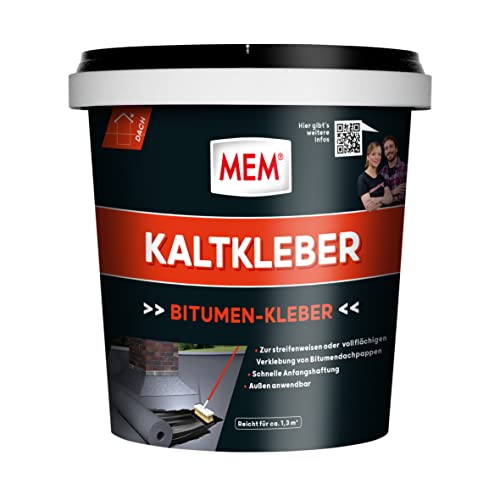 MEM Bitumen Kaltkleber, Zur Verklebung und Reparatur von Bitumendachpappen, Mit schneller Anfangshaftung, Lösemittelfrei, 800 g, Schwarz von MEM