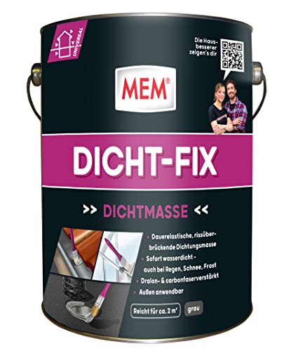 MEM Dicht-Fix, Für alle üblichen Untergründe, Zur Abdichtung von Undichtigkeiten und kleineren Leckstellen, Einfache Anwendung, Gebrauchsfertig, UV-beständig, Grau, 4 Liters MEM Dicht-Fix, Für alle üblichen Untergründe, Zur Abdichtung von Undichtigkeiten und kleineren Leckstellen, Einfache Anwendung, Gebrauchsfertig, UV-beständig, Grau, 4 Liters von MEM