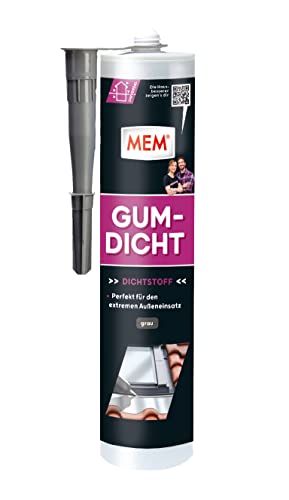 MEM Gum Dicht, Für unterschiedliche Aufgaben im Dachbereich, Haftet auf feuchten, saugenden & nichtsaugenden Untergründen, Wasserdicht, Gebrauchsfertig, Silikonfrei, UV-beständig, 310g Kartusche, Grau von MEM
