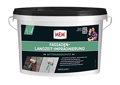 MEM Langzeit-Imprägnierung, Imprägnier- und Fassadencreme, Dauerhaften Schutz von Fassaden und Sichtbeton, Hohe Eindringtiefe, Lösemittelfrei, 2,5 l, Weißlich (nach Aushärtung transparent) von MEM