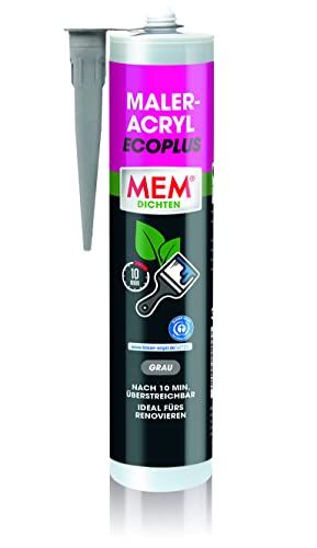 MEM Maler-Acryl ÖKOPLUS, Dichtungsmasse, Innen und Außen, Grau, 300 ml von MEM