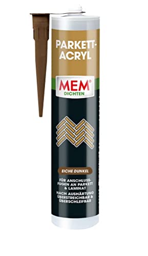 MEM Parkett-Acryl, Dichtstoff zum Abdichten von Anschlussfugen an Parkett und Laminat, Farbe : Eiche Dunkel, 300 ml von MEM