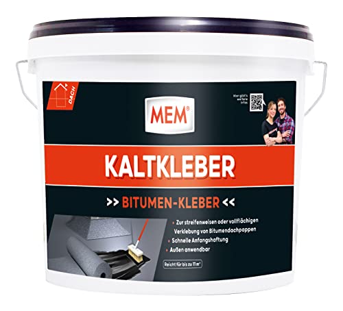 MEM Profi Kaltkleber, Zur Verklebung und Reparatur von Bitumendachpappen, Mit schneller Anfangshaftung, Lösemittelfrei, 6,5 kg, Schwarz von MEM