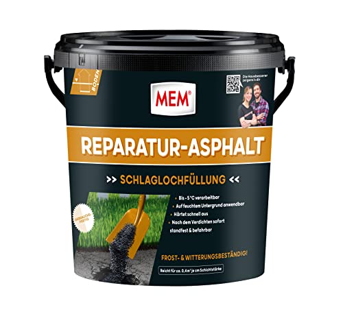MEM Reparatur Asphalt zur Beseitigung von Fahrbahnschäden, Gebrauchsfertig, Einfach zu verarbeiten, Recyclebar, 10 kg, Schwarz MEM Reparatur Asphalt zur Beseitigung von Fahrbahnschäden, Gebrauchsfertig, Einfach zu verarbeiten, Recyclebar, 10 kg, Schwarz von MEM