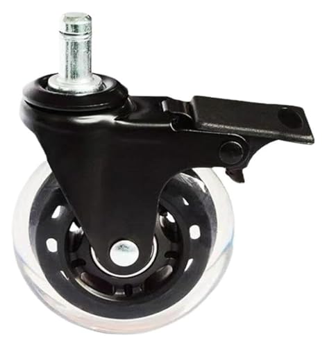 Lenkrollen 2,5 Zoll PU Universal Silent Wheel Computer Executive Bürostuhl Transparente Möbel Industrielle bewegliche Bremsrollen Lenkrollen(Brake Type,2.5inchrod11mm) von MEMEM