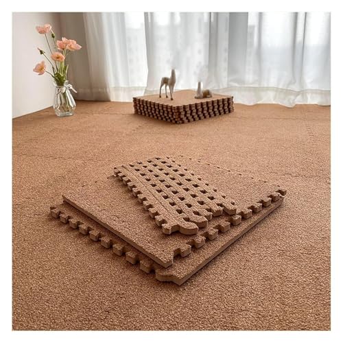 MEMEM 10 Stück Teppichquadrate Puzzle-Bodenmatte 30 x 30 cm, kurzer Plüsch, ineinandergreifende Teppichfliesen, Dicker Kletterteppich mit Rand, Bodenfliesen for die Heimdekoration(Dark Brown) von MEMEM
