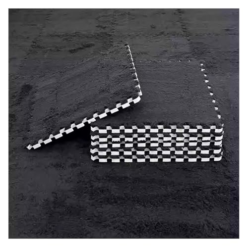 MEMEM 90 Stück 30 cm große ineinandergreifende Puzzle-Teppichquadrate, Flauschiger Plüschschaum-Teppich, 10 mm Dicke Schaumstoff-Spielmatte for Spielzimmer-Bodenfliesen(Black) von MEMEM