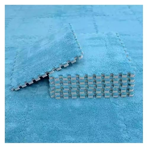 MEMEM 90 Stück 30 cm große ineinandergreifende Puzzle-Teppichquadrate, Flauschiger Plüschschaum-Teppich, 10 mm Dicke Schaumstoff-Spielmatte for Spielzimmer-Bodenfliesen(Dark Blue) von MEMEM