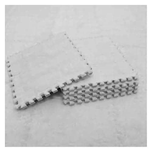 MEMEM 90 Stück 30 cm große ineinandergreifende Puzzle-Teppichquadrate, Flauschiger Plüschschaum-Teppich, 10 mm Dicke Schaumstoff-Spielmatte for Spielzimmer-Bodenfliesen(White) von MEMEM