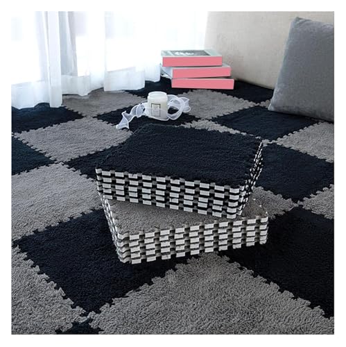 MEMEM Ineinander greifende Fußmatten, quadratischer Teppich, 10 Stück Plüsch-Teppich-Puzzlefliesen, weiche Bodenfliesen-Teppiche for die Dekoration des Wohnzimmers und Schlafzimmers(Black+Gray,0.6cm) MEMEM Ineinander greifende Fußmatten, quadratischer Teppich, 10 Stück Plüsch-Teppich-Puzzlefliesen, weiche Bodenfliesen-Teppiche for die Dekoration des Wohnzimmers und Schlafzimmers(Black+Gray,0.6cm) von MEMEM