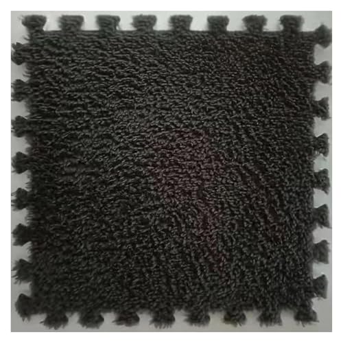 MEMEM Ineinandergreifende Teppichfliesen – 22 Stück 10 mm Dicke Plüsch-Puzzle-Schaumstoff-Bodenmatten – einfach zu installierende, Flauschige Teppichmatte for die Inneneinrichtung(Black) von MEMEM