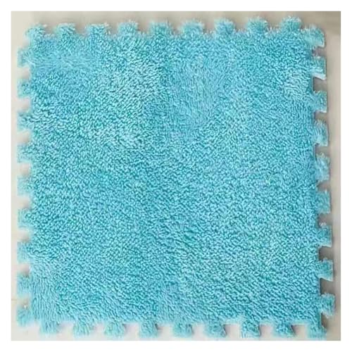 MEMEM Ineinandergreifende Teppichfliesen – 22 Stück 10 mm Dicke Plüsch-Puzzle-Schaumstoff-Bodenmatten – einfach zu installierende, Flauschige Teppichmatte for die Inneneinrichtung(Blue) von MEMEM