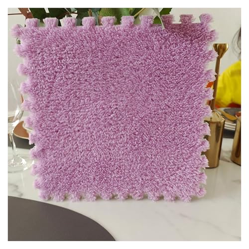 MEMEM Ineinandergreifende Teppichfliesen – 22 Stück 10 mm Dicke Plüsch-Puzzle-Schaumstoff-Bodenmatten – einfach zu installierende, Flauschige Teppichmatte for die Inneneinrichtung(Purple) von MEMEM