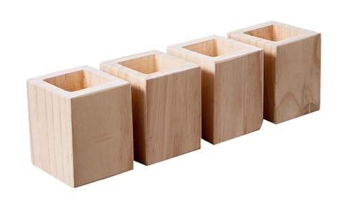 MEMEM Möbelerhöhung, Betterhöhungen aus Holz, 4 Stück, quadratische Möbelerhöhungen, robuste Tischerhöhungen, Möbelfüße aus Massivholz, erhöht die Höhe um 5–20 cm(A 6.5cmIncrease Height 10cm) von MEMEM