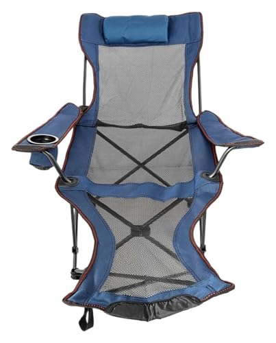 MEMEM Outdoor Folding Camp Stuhl Rückenlehne Mit Fußstütze Tragbare Bett Nickerchen Stuhl for Camping Angeln(Blue) von MEMEM