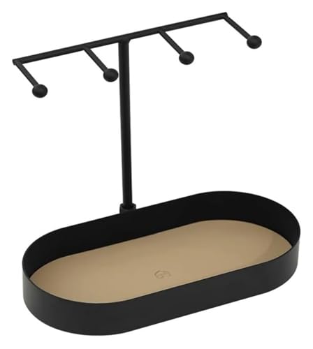 MEMEM Schlüsselständer Tablett Eingangsbereich Schlüssel Tablett Desktop Regal Eisen Oval Ablage for Desktop(Noir) von MEMEM