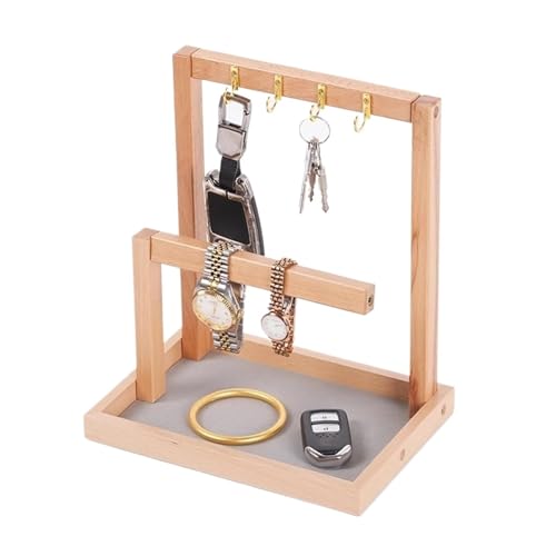 MEMEM Schlüsselständer Tablett Holz Lagerregal Regal Eingangsbereich Schlüsselaufbewahrung Display Rack for Desktop von MEMEM