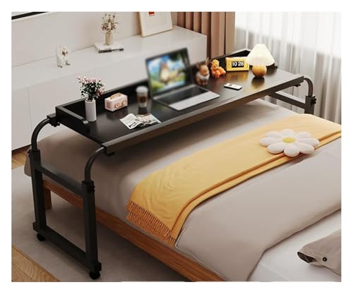 MEMEM Tisch Stehtisch Überbetttisch mit Rollen Höhenverstellbarer Computertisch Rollbarer Mobiler Büroschreibtisch Steharbeitsplatz Essenstablett Schreibtisch(Black) von MEMEM