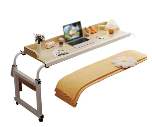 MEMEM Tisch Stehtisch Überbetttisch mit Rollen Höhenverstellbarer Computertisch Rollbarer Mobiler Büroschreibtisch Steharbeitsplatz Essenstablett Schreibtisch(Brown) von MEMEM