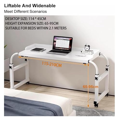 MEMEM Tisch Stehtisch Überbetttisch mit Rollen Höhenverstellbarer Computertisch Rollbarer Mobiler Büroschreibtisch Steharbeitsplatz Essenstablett Schreibtisch(White) von MEMEM