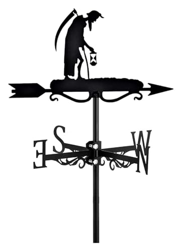 MEMEM Wetterfahne for Bauernhof, Obstgarten, Retro-Landwirt, Metall-Wetterfahne, Ganzstahlkonstruktion, Windrichtungsanzeiger for den Außenbereich, Messwerkzeuge, Hofdekoration(Old Father Farmer) von MEMEM