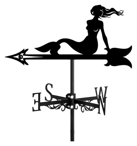 MEMEM Wetterfahnen-Dekoration mit Märchenfiguren, Wetterfahne fürs Dach, Richtungsanzeiger, Wetterhahn, einfache Installation auf Dach, Hof, Garten und im Freien(Mermaid) von MEMEM