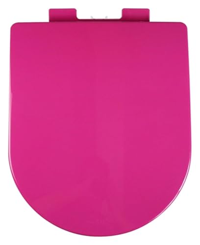 ToilettendeckelD-förmiger Toilettensitz mit Absenkautomatik und Schnellverschluss, oben befestigte Toilettensitze mit verstellbaren Scharnieren, farbiger Toilettendeckel in D-Form/U-Form(Fuchsia) von MEMEM