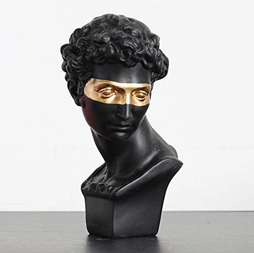 Statue Kunstdekoration Art Retro Kopf aus Harz Moderne Abstrakte Kunst Mini Büste Skulptur Skizze Skulptur Figuren Dekoration (Schwarz) von MEMF