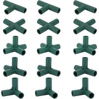 Memkey - 15 Stück Gewächshaus-Rahmenverbinder, Gartenrahmen-Eckverbinder, 16 mm Propellerstange, 4 Arten, robuste, stabile Halterung für Gewächshaus von MEMKEY