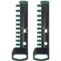 2er-Pack 1/2 Zoll Steckdosen-Organizer mit 12 Clips, tragbar, ABS-Kunststoff, grün von MEMKEY