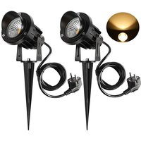 9 w LED-Außenstrahler mit Erdspieß, 3000 K–3300 k, 900 lm, LED-Außenstrahler mit Erdspieß, wasserdichte Gartenlampe, IP65, Warmweiß, 2 Stück von MEMKEY