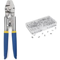 Crimpzange für Drahtseile bis 2,2 mm mit 600 Stück Aluminium-Doppel-Crimphülsen in 3 Größen von MEMKEY