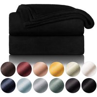 Fleecedecke 150 x 200 – schwarzes Plaid, Sofaüberwurf, Cocooning-Plaid – dicke, flauschige, weiche und warme Fleecedecke – hochwertige npterbl von MEMKEY