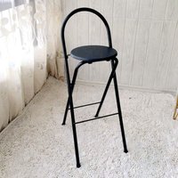 Klappbarer Barhocker, 65 cm, Küchenhocker mit Rückenlehne, Schwarz von MEMKEY