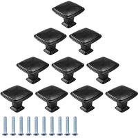10 Stück schwarze Möbelknöpfe, Griffe, Schubladen-Türknöpfe, quadratische Möbelgriffe, einzelne runde Löcher, Schubladenknöpfe, Küchenschränke, von MEMKEY