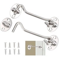 Memkey - 2 Stück Kabinenhaken, Türverriegelungshaken, silberfarbenes Edelstahl-Türhakenschloss, mit Befestigungsschrauben, für Fenster, Scheunentor, von MEMKEY
