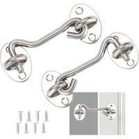 Memkey - 2 Stück Kabinenhaken, Türverriegelungshaken, silberfarbenes Edelstahl-Türhakenschloss, mit Befestigungsschrauben, für Fenster, Scheunentor, von MEMKEY