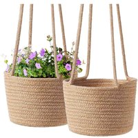 Memkey - 2 Stück Makramee-Hängetopf, Makramee-Blumenkorb, Baumwollseil, Hängekorb, Blumentopf, Pflanzenaufhänger, Pflanzentopfhalter, Dekoration für Memkey - 2 Stück Makramee-Hängetopf, Makramee-Blumenkorb, Baumwollseil, Hängekorb, Blumentopf, Pflanzenaufhänger, Pflanzentopfhalter, Dekoration für von MEMKEY