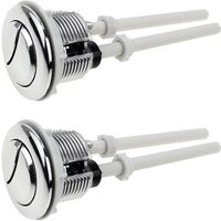 Memkey - 2 Stück Toiletten-Druckknöpfe, Doppelspülknopf, 38 mm, Standard-WC-Behälterknöpfe, verchromt, versilbert von MEMKEY